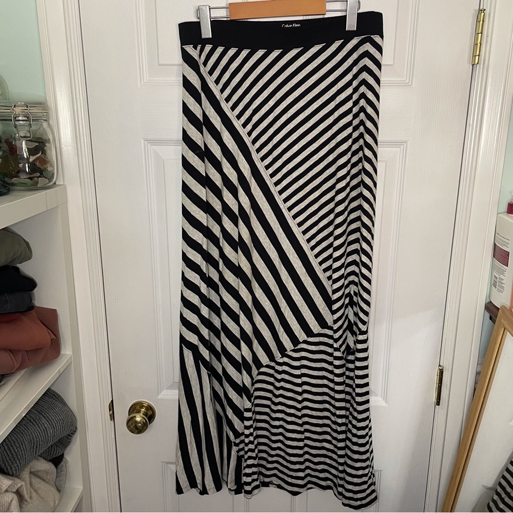 Calvin Klein Performance Striped Maxi Skirt Medium